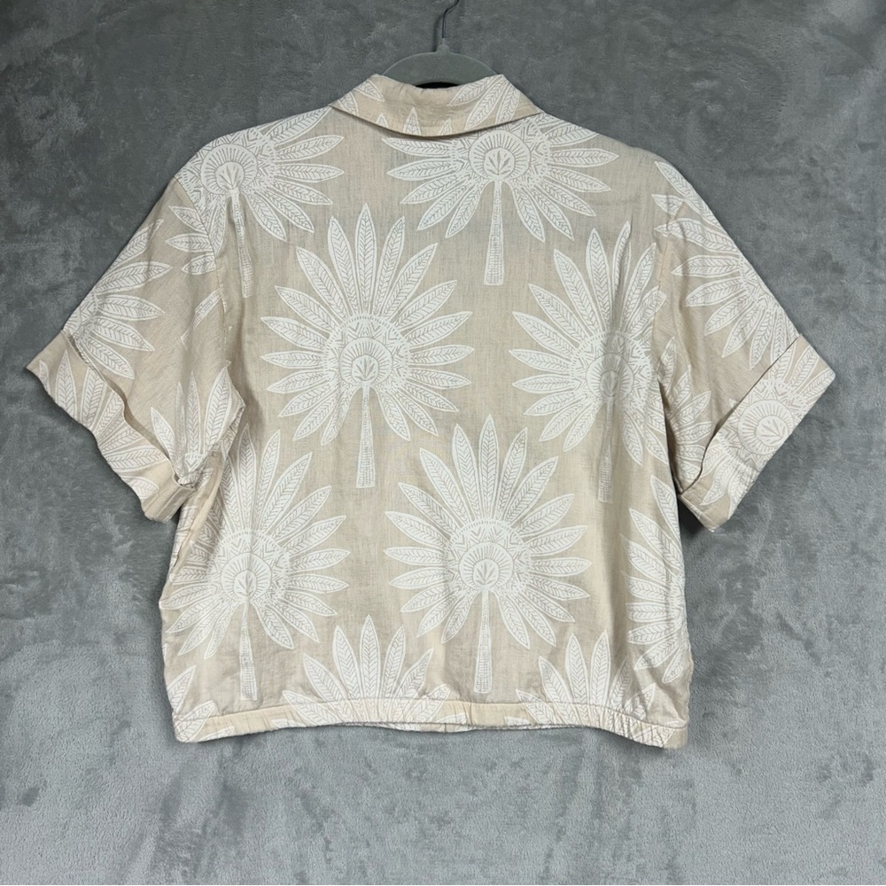 Spartina Kai Linen Shirt & Kade Linen Skirt Callawassie Palmetto Tan Fringe Sz M - Picture 6 of 16